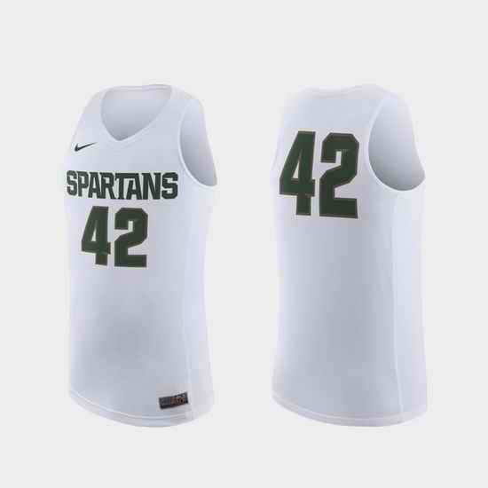 Men Michigan State Spartans White Replica College Basketball Nike Jersey 0A